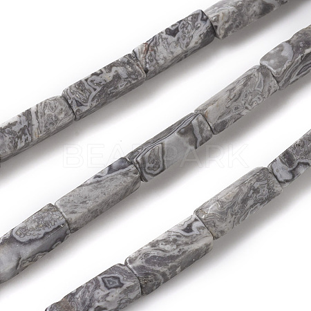 Natural Map Stone/Picasso Stone/Picasso Jasper Beads Strands X-G-G837-05-1