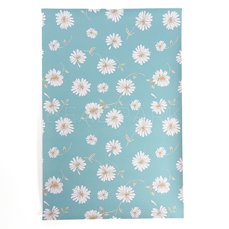 Daisy Flower Printed PVC Leather Fabric Sheets DIY-WH0158-61B-08-1