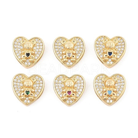 Brass Micro Pave Cubic Zirconia Slide Charms ZIRC-I068-05G-1