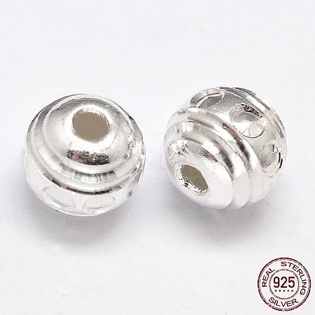 Fancy Cut 925 Sterling Silver Round Beads STER-F012-10-1