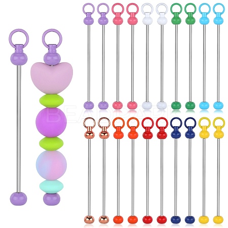 20Pcs 10 Colors Iron Bar Beadable Keychain for Jewelry Making DIY Crafts IFIN-SZ0001-37-1