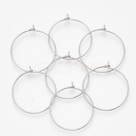 304 Stainless Steel Hoop Earring Findings STAS-T047-17-1