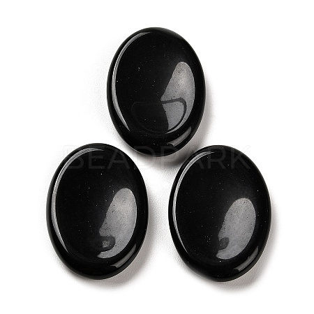 Natural Obsidian Oval Worry Stone G-R487-01H-1