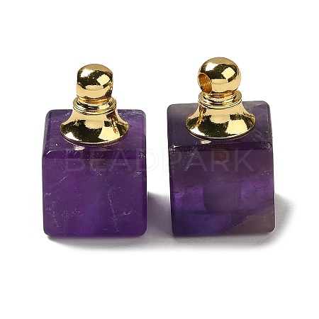 Natural Amethyst Perfume Bottle Pendants G-Z039-04G-04-1