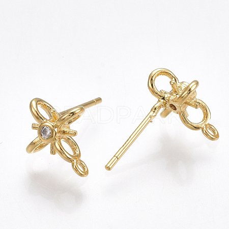 Brass Stud Earring Findings KK-T038-295G-1