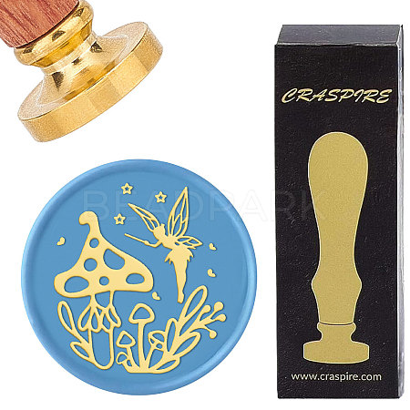 Brass Wax Seal Stamps with Wood Handle AJEW-WH0412-0161-1