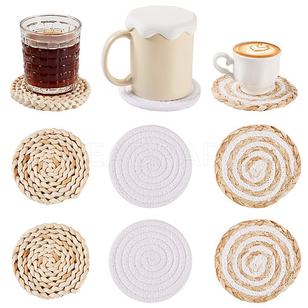 6Pcs 3 Styles Handmade Hot Pads with Corn Straw Woven Placemats AJEW-MB0001-04-1