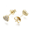 Brass Micro Pave Clear Cubic Zirconia Stud Earrings EJEW-T046-26G-NF-2