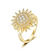 Daisy Rotatable Open Cuff Rings for Women RJEW-S402-05G-1