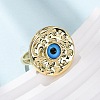 Brass Enamel Cuff Rings for Women RJEW-K264-05G-2