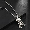 Zinc Alloy with Rhinestone Bear Pendant Necklaces NJEW-M211-13B-P-2