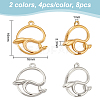 Unicraftale 8Pcs 2 Colors Ion Plating(IP) 304 Stainless Steel Pendants STAS-UN0045-45-3