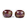 Flower Printed Opaque Acrylic Rondelle Beads SACR-S305-27-F03-2