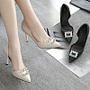 2Pcs Alloy & Glass Shoe Buckle Clips AJEW-WR0002-33-5