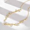 Brass Pave Cubic Zirconia Rose Flower Link Cable Chain Necklaces for Women NJEW-C121-05A-02G-3