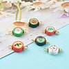 Halloween/Christmas Theme Flat Round Polymer Clay Links Connectors PALLOY-JF00713-6