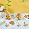 20Pcs Plywood Alloy Star Keychains KEYC-BM0001-01-4