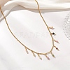 3MM Faceted Round Natural Multicolor Tourmaline Pendant Bib Necklaces with 304 Stainless Steel Cable Chains NJEW-JN05943-1