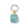 Natural Multicolor Tourmaline Table Cut Cube Charms with 304 Stainless Steel Findings PALLOY-JF04873-3