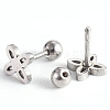 201 Stainless Steel Flower Barbell Cartilage Earrings EJEW-R147-29-2
