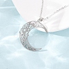 304 Stainless Steel Hollow Flower Moon Pendant Cable Chain Necklaces for Men Women NJEW-K308-01A-P-3