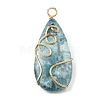 Natural Mixed Gemstone Copper Wire Wrapped Pendants PALLOY-JF02208-2