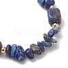 Natural Sodalite Cuboid & Lapis Lazuli Chip Beaded Stretch Bracelets for Women BJEW-JB10808-07-4
