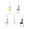5Pcs Flower Angel Glass Seed & Acrylic Pendant Decorations HJEW-JM03563-01-2