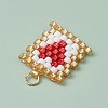 Beaded Rectangle with Heart Charms PALLOY-MZ00442-5