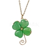 Dyed Natural Malaysia Jade Shamrock Pendant Shamrock Necklaces NJEW-JN05102-02-2