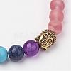 Cherry Quartz Glass Beaded and Gemstone Beaded Stretch Bracelets BJEW-P065-C-07-2