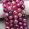 Electroplated Natural Agate Beads Strands G-B191-A07-8mm-06-1