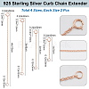 8Pcs 4 Styles Sterling Silver Chain Extender STER-BBC0007-06RG-2