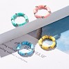 4Pcs 4 Color Handmade Polymer Clay Heishi Beads Finger Ring for Women RJEW-JR00425-2