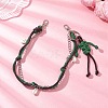 Polyester & Spandex Cord Rope Braided Human & Natural Cowrie Shell Charm Iron Chain Bag Decorative Chains AJEW-BA00173-04-2