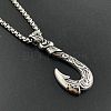 Retro 304 Stainless Steel Fish Hook Pendant Ocean Punk Necklace Jewelry YW0137-1