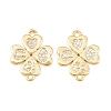 Saint Patrick's Day Brass Micro Pave Clear Cubic Zirconia Clover Pendants KK-C162-090G-1