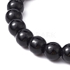 Synthetic Black Stone Round Beaded Stretch Bracelet BJEW-JB09745-01-4