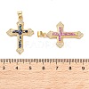 Brass Micro Pave Clear Cubic Zirconia Pendants KK-S048-06G-3
