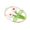 Glass Seed Beaded & Handmade Millefiori Glass Pendants PALLOY-MZ00901-06-3