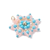 Glass Seed Beaded Snowflake Pendants PALLOY-MZ00953-02-3