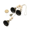 Iron Bell & Alloy Flat Round with Star Pattern Charm Hanging Ornaments HJEW-JM02470-3
