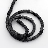 Cube Natural Black Stone Beads Strands G-P057-01-2