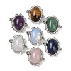 Natural & Synthetic Gemstone Oval with Flower Multi-Strand Links G-G291-03P-1