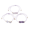 3Pcs 3 Styles Gemstone Braided Bead Bracelets BJEW-JB11146-05-4
