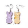Rabbit Wooden Dangle Earrings EJEW-D189-01F-1