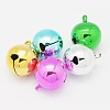 Mixed Color Round Brass Bell Pendants For Christmas X-IFIN-Q055-M-1