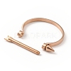 304 Stainless Steel D Shape Bangle with Arrow Screw BJEW-G636-06RG-4