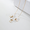 Stainless Steel Heart Bib Necklace with Imitation Pearl Beaded Chains for Women TT5673-2