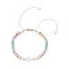 Natural Freshwater Shell & Mixed Gemstone Braided Bead Bracelets for Women BJEW-JB12717-3